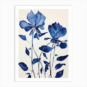 Blue Botanical Gloriosa Lily 2 Art Print