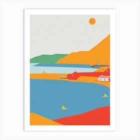 Cemaes Bay Anglesey Wales Midcentury Art Print