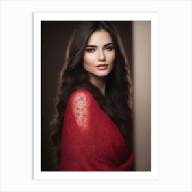 Beautiful Woman In Red Art Print