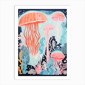 Cute Jelly Fish Illustration Art Print