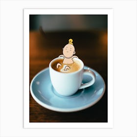 Enjoy Your Coffee, Photography Cartoon Illustration  Art Print