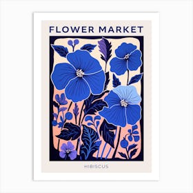 Blue Flower Market Poster Hibiscus 3 Art Print