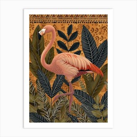 Greater Flamingo And Croton Plants Boho Print 1 Art Print