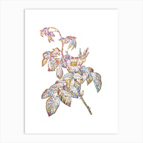 Stained Glass Apple Rose Mosaic Botanical Illustration on White n.0309 Art Print