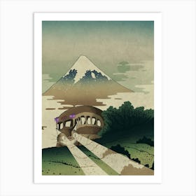 Catbus and mount fuji Art Print