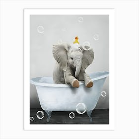 Elephant In A Bath Art Print