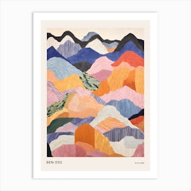 Ben Oss Scotland Colourful Mountain Illustration Poster Art Print