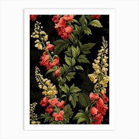 Snapdragon 3 William Morris Style Winter Florals Art Print