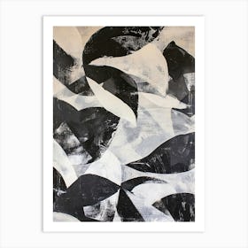 Abstract Black & White Gouache Pattern 2 Art Print