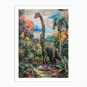 Dinosaur Tropical Brushstroke Painting Art Print