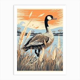 Vintage Bird Linocut Goose 1 Art Print