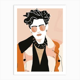 Illustration Of A Woman Wearing Sunglasses 1 Art Print