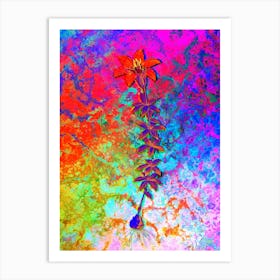 Wood Lily Botanical in Acid Neon Pink Green and Blue n.0336 Art Print
