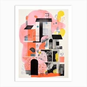 A House In Paris, Abstract Risograph Style 1 Art Print