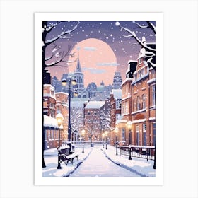 Winter Travel Night Illustration Newcastle United Kingdom 3 Art Print