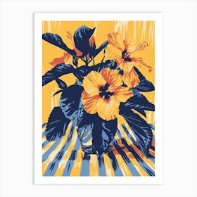 Hibiscus Flowers On A Table   Contemporary Illustration 4 Art Print