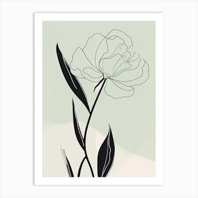 Gladioli Line Art Flowers Illustration Neutral 1 Art Print