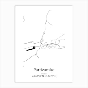 Partizanske,Slovakia Minimalist Map Art Print