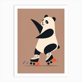 Panda Rollerskating Art Print