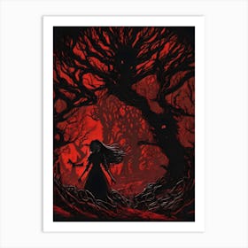 Terror in the forest Art Print