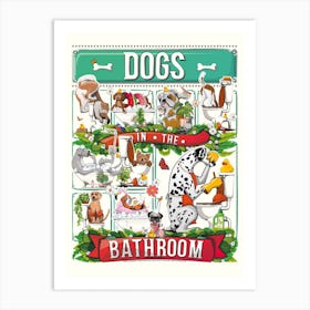 Dogs In The Bathroom Art Print