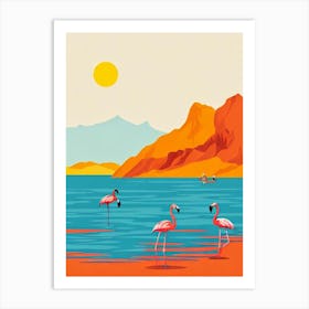 Flamingo Bay Aruba Midcentury Art Print