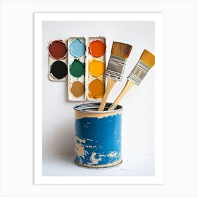 Paint Palettes And Brushes Art Print