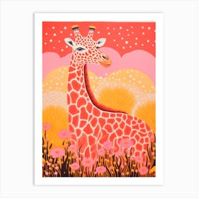 Vivid Orange & Pink Giraffe Art Print