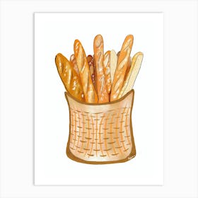 Baguette Bread Basket Art Print