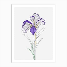 Iris Floral Minimal Line Drawing 1 Flower Art Print