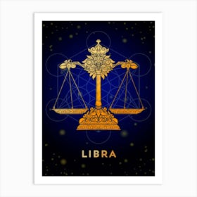 Libra — Zodiac golden sign Art Print