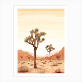  Minimalist Joshua Trees At Dusk In Desert Line Art 4 Art Print