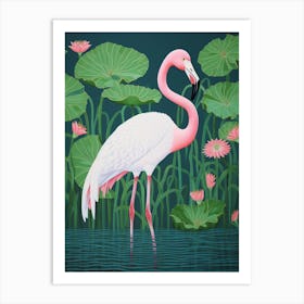 Ohara Koson Inspired Bird Painting Flamingo 3 Art Print