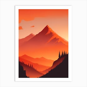 Misty Mountains Vertical Composition In Orange Tone 53 Art Print