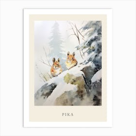 Winter Watercolour Pika 5 Poster Art Print