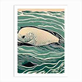 Dugong Linocut Art Print