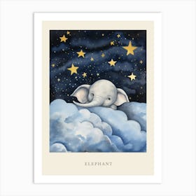 Baby Elephant 5 Sleeping In The Clouds Nursery Poster Art Print