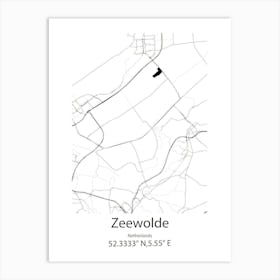 Zeewolde,Netherlands Minimalist Map Art Print