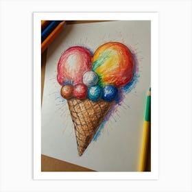 Ice Cream Heart Art Print