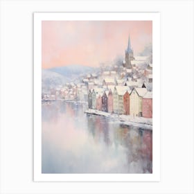 Dreamy Winter Painting Bergen Norway 3 Art Print