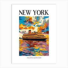 The Staten Island Ferry New York Colourful Silkscreen Illustration 4 Poster Art Print