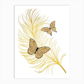 Golden Butterflies Art Print