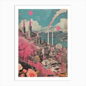 Zurich   Retro Collage Style 1 Art Print