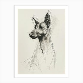 Belgian Malinois Dog Charcoal Line 2 Art Print