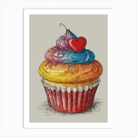 Cupcake With Heart 2 Art Print