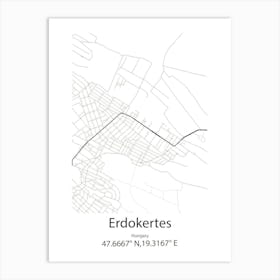 Erdokertes,Hungary Minimalist Map Art Print