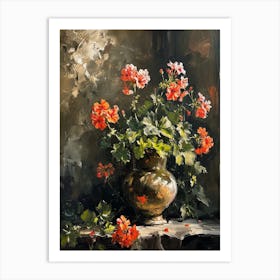 Baroque Floral Still Life Geranium 2 Art Print