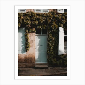 French door walls covered with ivy | Bourgogne | France Art Print