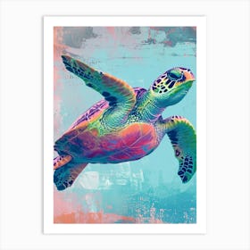 Colourful Textured Painting Of A Sea Turtle 2 Art Print