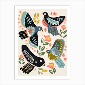 Folk Style Bird Painting Pigeon 1 Art Print